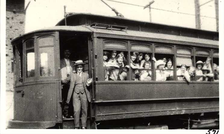 Children packed onto car 42 of the Toronto and York Radial Railway, ca. 1920s. - Courtesy of RHPL